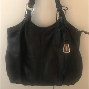 Coach black leather hand bag